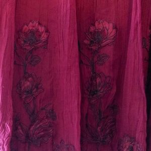 Tahari Burgundy Embroidered Skirt